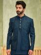 Teal Blue Wedding Men's Indowestern With Jacket