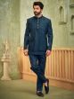 Teal Blue Wedding Men's Indowestern With Jacket
