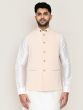 Light Peach Art Silk Men's Wear Nehru Jacket