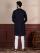 Black Mirror Work Men's Kurta Pyjama In Silk