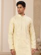 Light Yellow Kurta Pyjama In Silk For Mens