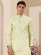Green Sequins Embellished Men's Kurta Pyjama