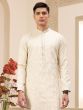 Cream Sequins Agumented Readymade Kurta Pyjama