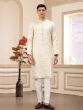 Cream Sequins Agumented Readymade Kurta Pyjama