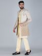 Ivory Cream Silk Indowestern With Ombre Shaded Jacket