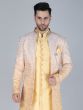 Yellow Sequins Work Indowestern With Shaded Jacket