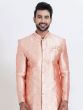 Peach Festive Indowestern For Men In Silk