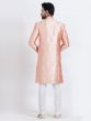 Peach Festive Indowestern For Men In Silk