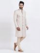 Off White Cotton Indo Western In Floral Work