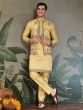 Yellow Embroidered Festive Kurta Set With Jacket