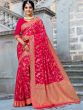 Pink Bridal Saree With Zari Work