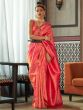 Peach Festive Woven Silk Saree