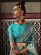 Turquoise Woven Party Wear Saree
