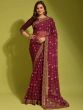 Magenta Festive Embroidered Border Saree