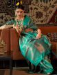 Turquoise Silk Saree With Zari Weaves