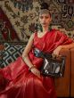 Red Woven Festive Saree In Silk