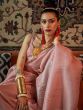 Pink Woven Saree In Silk
