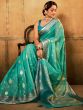 Blue Woven Party Wear Saree In Tissue