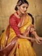 Yellow Party Wear Saree With Zari Weaves