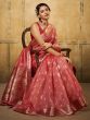 Peach Woven Party Wear Tissue Saree