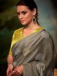 Grey Stone Embellished Saree In Silk