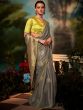 Grey Stone Embellished Saree In Silk