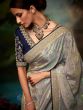 Silver Woven Saree With Embroidered Blouse