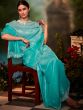 Blue Stone Work Saree In Silk