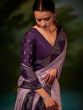 Purple Stone Embellished Saree In Silk