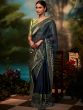 Dark Blue Silk Saree With Stone Work