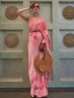 Pink Silk Saree With Chikankari Work