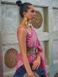 Purple Festive Saree With Chikankari Work