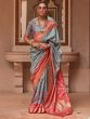 Blue Patola Printed Saree In Silk