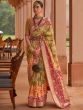Green Silk Festive Saree With Prints