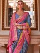 Blue Festive Saree With Patola Prints