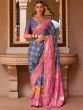 Blue Festive Saree With Patola Prints