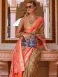 Beige Patola Silk Saree With Blouse