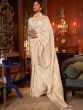 White Floral Woven Saree In Silk