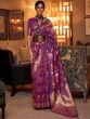 Purple Woven Wedding Saree In Silk