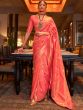 Peach Silk Wedding Saree With Floral Weaves