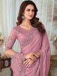Pink Embroidered Party Wear Georgette Saree
