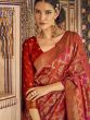 Red Woven Bridal Saree In Art Silk