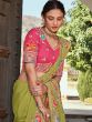 Green Silk Festive Saree With Embroidered Border