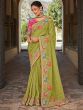 Green Silk Festive Saree With Embroidered Border