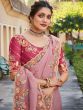 Pink Engagement Silk Saree With Embroidery