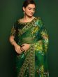 Green Festive Georgette Saree With Zari Embroidery