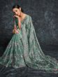 Green Heavy Embroidery Organza Saree