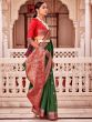 Green Woven Banarasi Silk Saree With Blouse