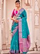 Blue Woven Traditional Saree In Banarasi Silk