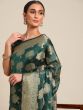 Green Woven Wedding Saree In Organza